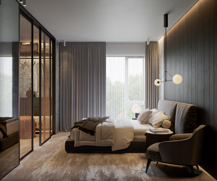 Moderna_Apartamenty Antracyt_Apartament Pokazowy_Sypialnia_01