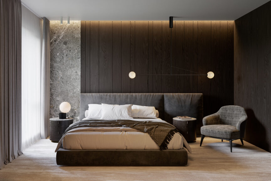 Moderna_Apartamenty Antracyt_Apartament Pokazowy_Sypialnia_02